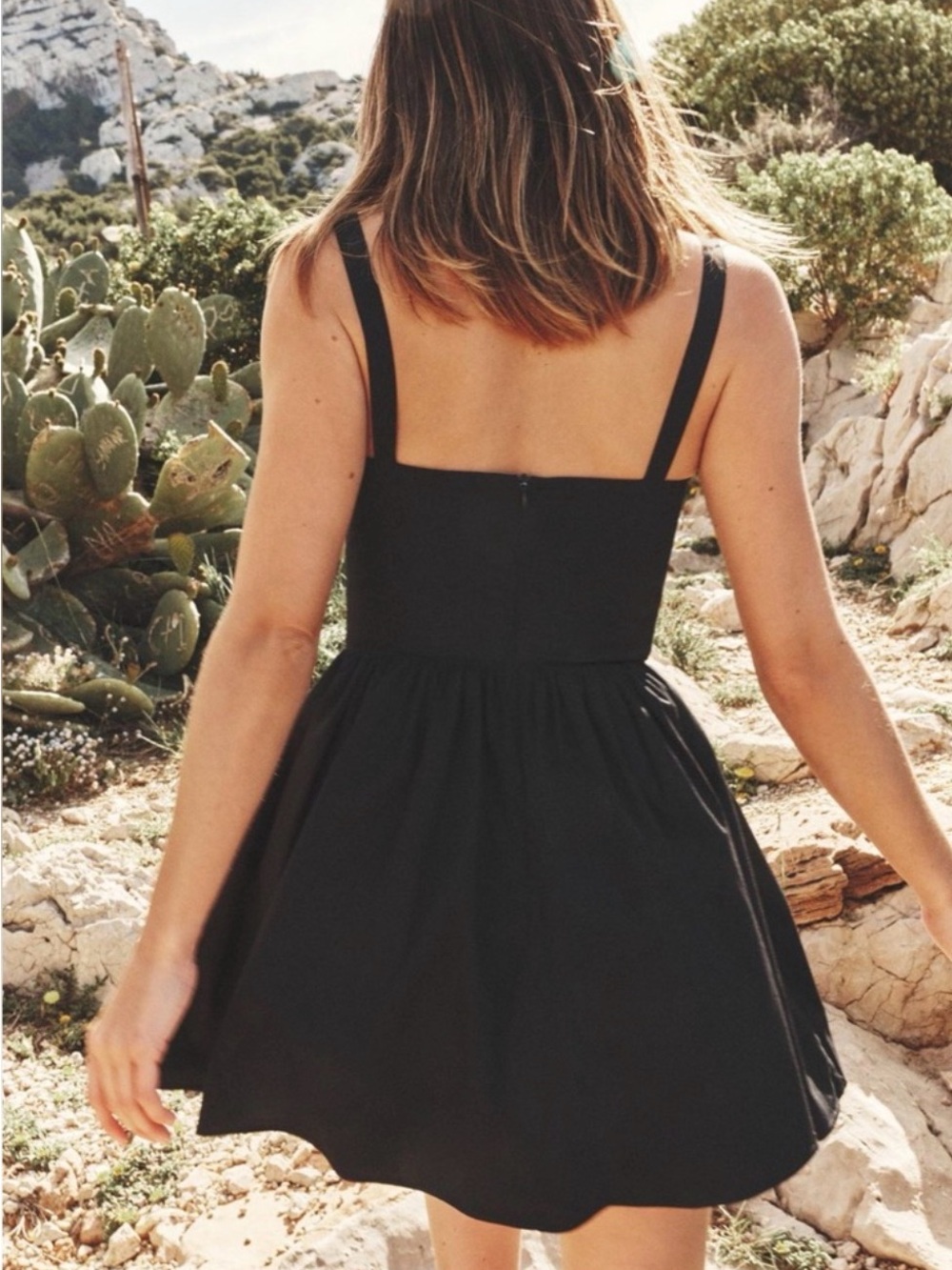 Zara Black LBD Ruched Bust Voluminous Mini Dress Babydoll Fit Flare Size Large - Picture 2 of 9